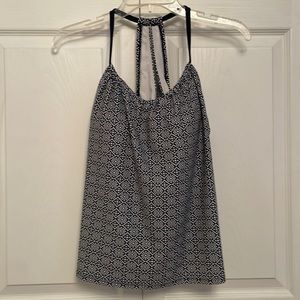 Kona Sol Tankini Swim Top Medium Blue & White Pattern Lightly Used